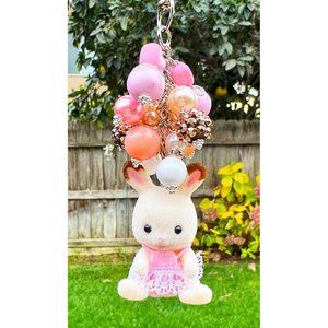 Calico Critters Pink Baby Bunny Keychain Purse Bag Charm